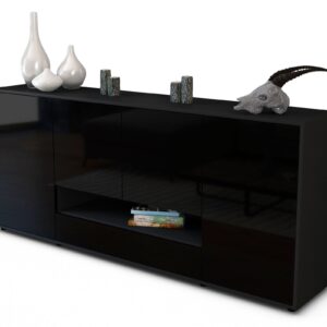 Sideboard Felicitas | Korpus Anthrazit | Front in Hochglanz Schwarz | 180x79x35cm (BxHxT)