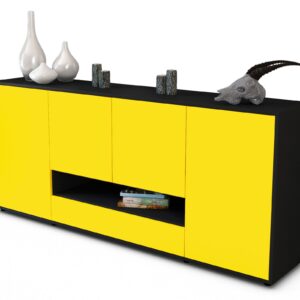 Sideboard Felicitas | Korpus Anthrazit | Front in Gelb | 180x79x35cm (BxHxT)