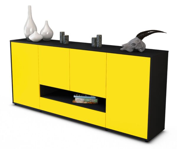 Sideboard Felicitas | Korpus Anthrazit | Front in Gelb | 180x79x35cm (BxHxT)