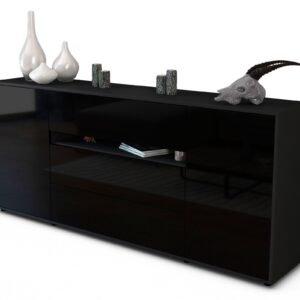 Sideboard Fernanda | Korpus Anthrazit | Front in Hochglanz Schwarz | 180x79x35cm (BxHxT)
