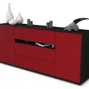 Sideboard Fernanda | Korpus Anthrazit | Front in Bordeaux | 180x79x35cm (BxHxT)