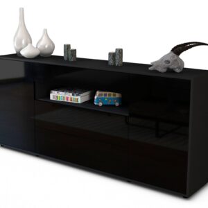 Sideboard Filippa | Korpus Anthrazit | Front in Hochglanz Schwarz | 180x79x35cm (BxHxT)