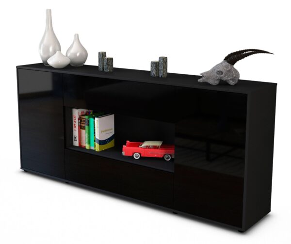 Sideboard Filomena, Schwarz (180x79x35cm)