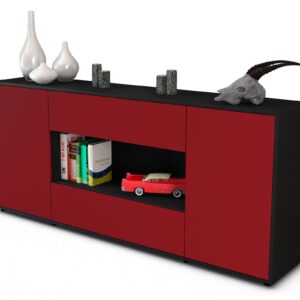 Sideboard Filomena | Korpus Anthrazit | Front in Bordeaux | 180x79x35cm (BxHxT)