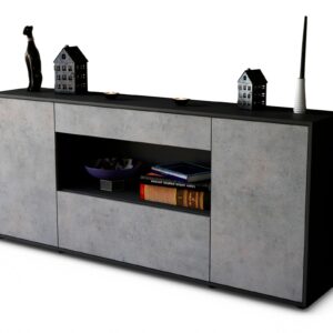Sideboard Fiora | Korpus Anthrazit | Front in Beton Optik | 180x79x35cm (BxHxT)