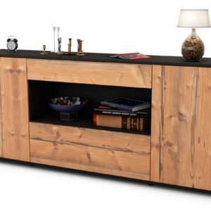 Sideboard Fiora | Korpus Anthrazit | Front in Pinie Holz Optik | 180x79x35cm (BxHxT)