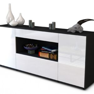 Sideboard Fiora | Korpus Anthrazit | Front in Hochglanz Weiß | 180x79x35cm (BxHxT)