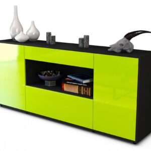 Sideboard Fiora | Korpus Anthrazit | Front in Hochglanz Grün | 180x79x35cm (BxHxT)