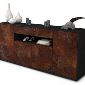 Sideboard Fiorella | Korpus Anthrazit | Front in Rost Optik | 180x79x35cm (BxHxT)