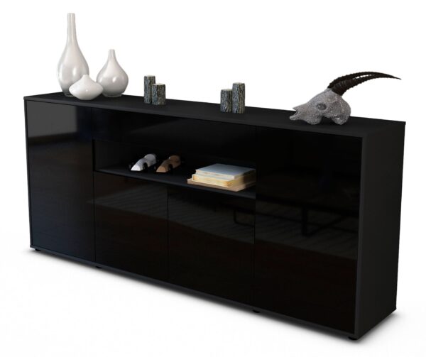 Sideboard Fiorella, Schwarz (180x79x35cm)