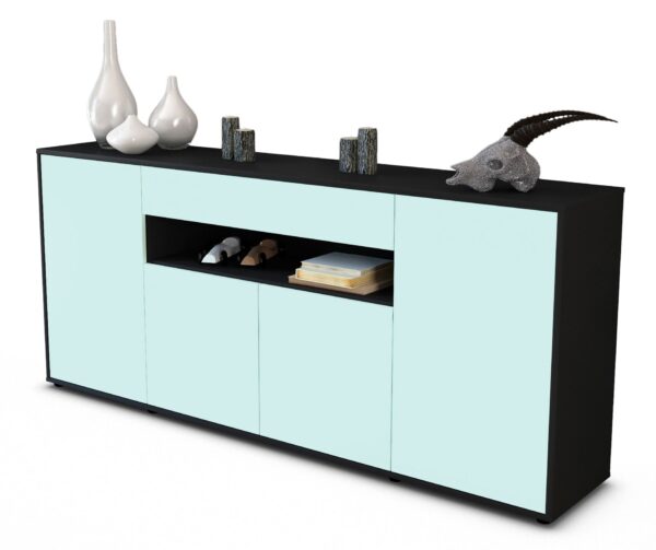 Sideboard Fiorella | Korpus Anthrazit | Front in Mint | 180x79x35cm (BxHxT)
