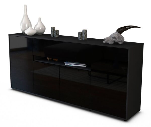 Sideboard Flavia, Schwarz (180x79x35cm)