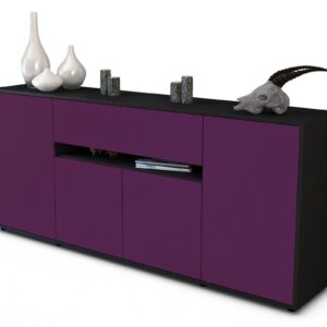Sideboard Flavia | Korpus Anthrazit | Front in Lila | 180x79x35cm (BxHxT)