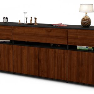 Sideboard Flora | Korpus Anthrazit | Front in Walnuss Holz Optik | 180x79x35cm (BxHxT)