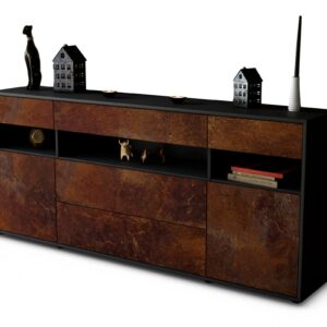 Sideboard Floria | Korpus Anthrazit | Front in Rost Optik | 180x79x35cm (BxHxT)
