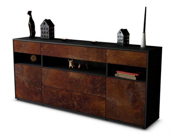Sideboard Floria | Korpus Anthrazit | Front in Rost Optik | 180x79x35cm (BxHxT)