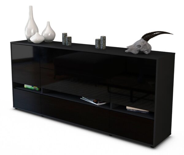 Sideboard Floriana, Schwarz (180x79x35cm)