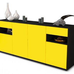 Sideboard Franca | Korpus Anthrazit | Front in Gelb | 180x79x35cm (BxHxT)