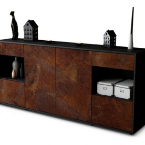 Sideboard Gabriella | Korpus Anthrazit | Front in Rost Optik | 180x79x35cm (BxHxT)