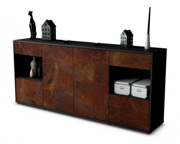 Sideboard Gabriella | Korpus Anthrazit | Front in Rost Optik | 180x79x35cm (BxHxT)