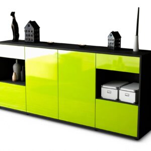 Sideboard Gabriella | Korpus Anthrazit | Front in Hochglanz Grün | 180x79x35cm (BxHxT)