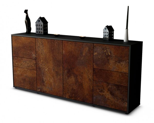 Sideboard Gemma | Korpus Anthrazit | Front in Rost Optik | 180x79x35cm (BxHxT)
