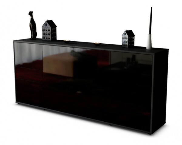 Sideboard Gemma, Schwarz (180x79x35cm)