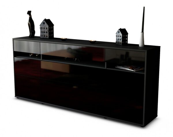 Sideboard Giada, Schwarz (180x79x35cm)