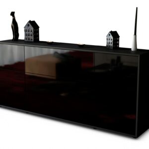 Sideboard Gianna | Korpus Anthrazit | Front in Hochglanz Schwarz | 180x79x35cm (BxHxT)