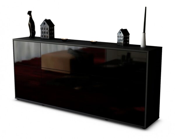 Sideboard Gianna | Korpus Anthrazit | Front in Hochglanz Schwarz | 180x79x35cm (BxHxT)