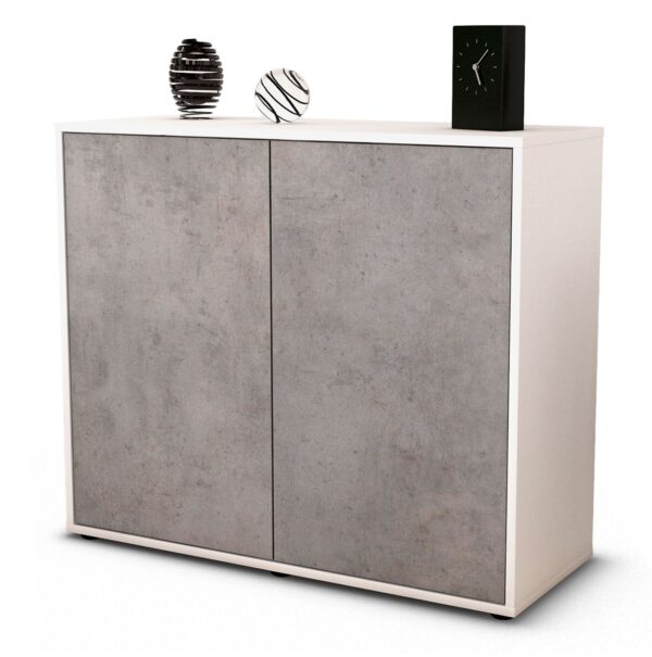 Sideboard Blanka | Korpus Weiß | Front in Beton Optik | 92x79x35cm (BxHxT)