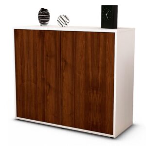 Sideboard Blanka | Korpus Weiß | Front in Walnuss Holz Optik | 92x79x35cm (BxHxT)