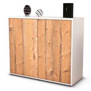 Sideboard Blanka | Korpus Weiß | Front in Pinie Holz Optik | 92x79x35cm (BxHxT)