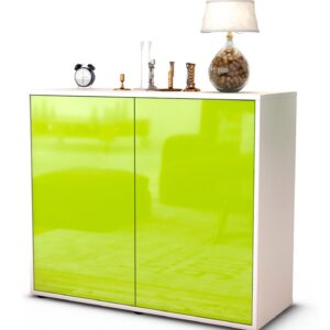 Sideboard Blanka | Korpus Weiß | Front in Hochglanz Grün | 92x79x35cm (BxHxT)
