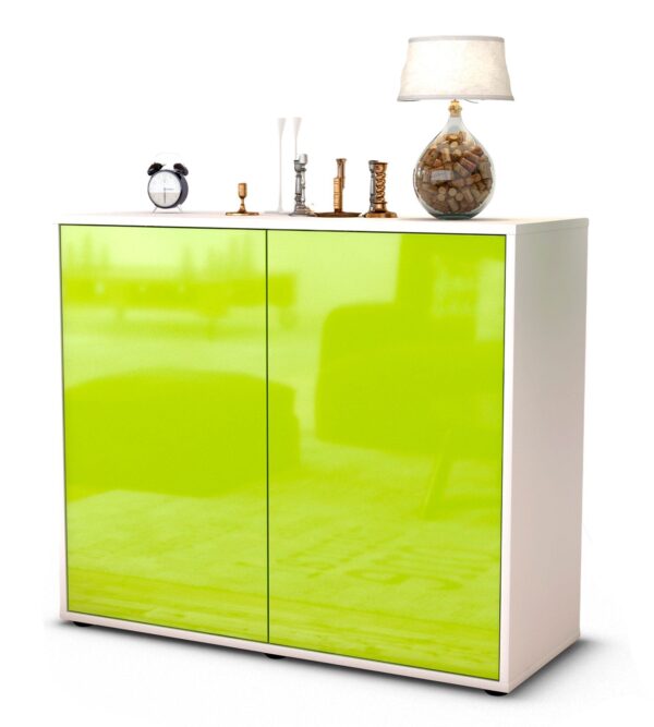 Sideboard Blanka | Korpus Weiß | Front in Hochglanz Grün | 92x79x35cm (BxHxT)