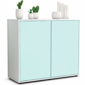 Sideboard Blanka | Korpus Weiß | Front in Mint | 92x79x35cm (BxHxT)