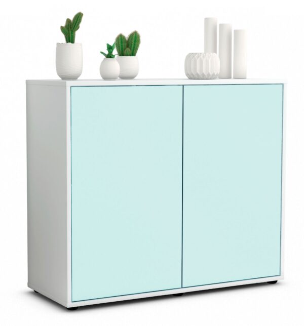 Sideboard Blanka | Korpus Weiß | Front in Mint | 92x79x35cm (BxHxT)