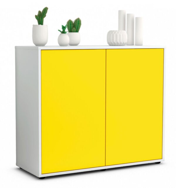 Sideboard Blanka | Korpus Weiß | Front in Gelb | 92x79x35cm (BxHxT)