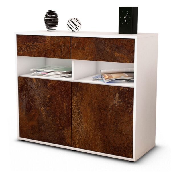 Sideboard Bruna | Korpus Weiß | Front in Rost Optik | 92x79x35cm (BxHxT)