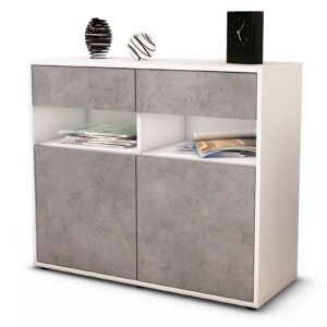 Sideboard Bruna | Korpus Weiß | Front in Beton Optik | 92x79x35cm (BxHxT)