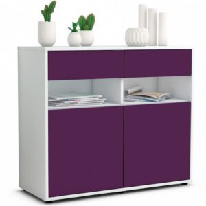 Sideboard Bruna | Korpus Weiß | Front in Lila | 92x79x35cm (BxHxT)