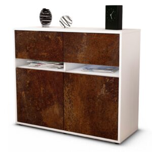 Sideboard Brunilde | Korpus Weiß | Front in Rost Optik | 92x79x35cm (BxHxT)