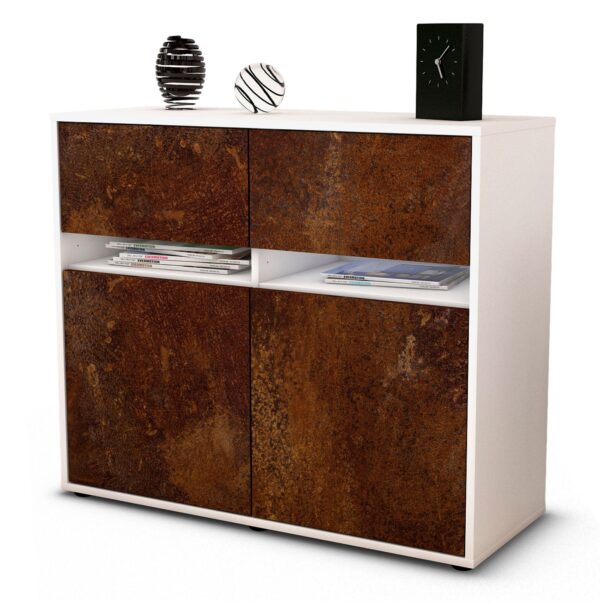 Sideboard Brunilde | Korpus Weiß | Front in Rost Optik | 92x79x35cm (BxHxT)