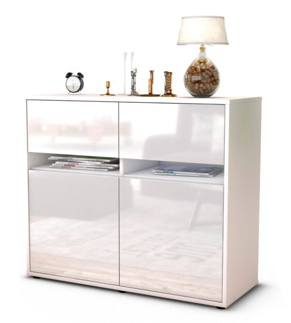 Sideboard Brunilde | Korpus Weiß | Front in Hochglanz Weiß | 92x79x35cm (BxHxT)