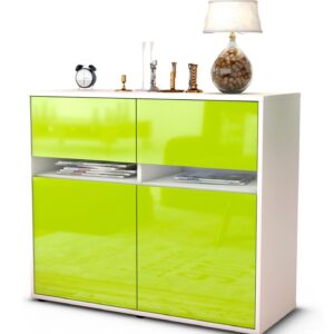 Sideboard Brunilde | Korpus Weiß | Front in Hochglanz Grün | 92x79x35cm (BxHxT)