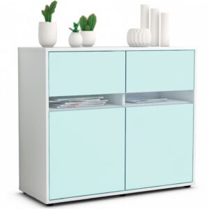 Sideboard Brunilde | Korpus Weiß | Front in Mint | 92x79x35cm (BxHxT)
