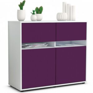 Sideboard Brunilde | Korpus Weiß | Front in Lila | 92x79x35cm (BxHxT)