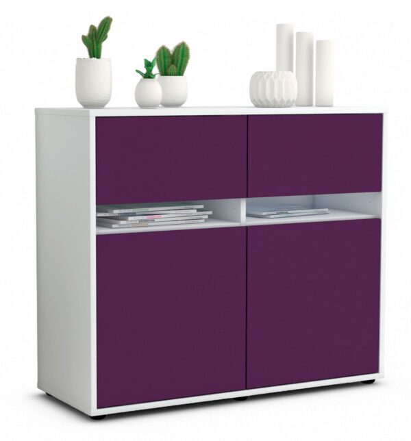 Sideboard Brunilde | Korpus Weiß | Front in Lila | 92x79x35cm (BxHxT)