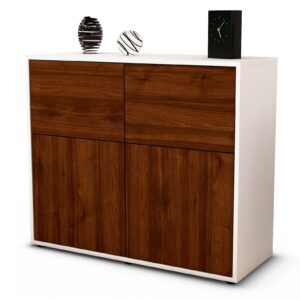 Sideboard Calliope | Korpus Weiß | Front in Walnuss Holz Optik | 92x79x35cm (BxHxT)