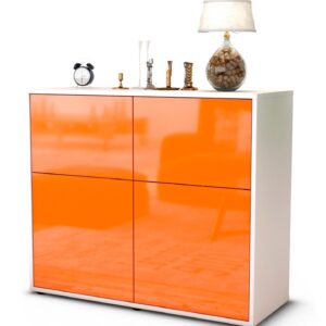 Sideboard Calliope | Korpus Weiß | Front in Hochglanz Orange | 92x79x35cm (BxHxT)